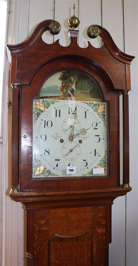 A Terry of Richmond oak  longcase  8 day clock(-)